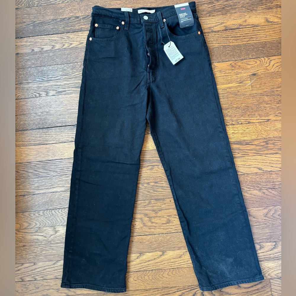 Levi's Black Ribcage Straight Jeans